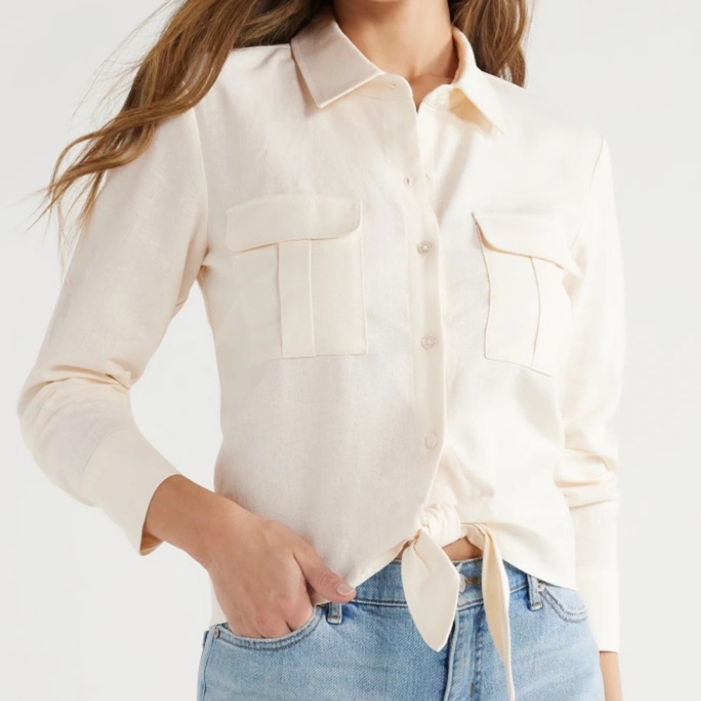 Sofia Tie Front Linen Top